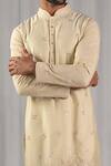 Shop_Punit Arora_Beige Cotton Silk Embroidered Kurta And Pant Set _Online_at_Aza_Fashions