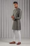Shop_Punit Arora_Grey Cotton Silk Embroidered Kurta And Pant Set _at_Aza_Fashions