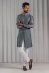 Buy_Punit Arora_Grey Cotton Silk Embroidered Kurta And Pant Set _at_Aza_Fashions