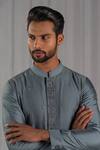 Buy_Punit Arora_Grey Cotton Silk Embroidered Kurta And Pant Set _Online_at_Aza_Fashions