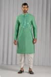 Buy_Punit Arora_Green Cotton Silk Embroidered Kurta And Dhoti Pant Set _at_Aza_Fashions