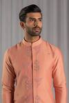 Punit Arora_Peach Cotton Silk Embroidered Kurta And Pant Set _Online_at_Aza_Fashions