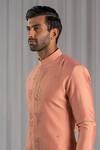 Shop_Punit Arora_Peach Cotton Silk Embroidered Kurta And Pant Set _Online_at_Aza_Fashions