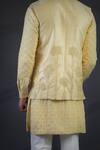 Shop_Punit Arora_Yellow Cotton , Muga Embroidered Bundi And Kurta Set _Online_at_Aza_Fashions