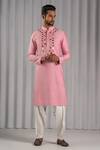 Buy_Punit Arora_Pink Silk Embroidered Kurta Set _at_Aza_Fashions