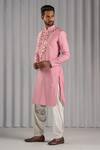 Punit Arora_Pink Silk Embroidered Kurta Set _Online_at_Aza_Fashions