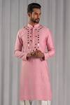 Buy_Punit Arora_Pink Silk Embroidered Kurta Set _Online_at_Aza_Fashions