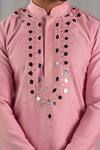 Punit Arora_Pink Silk Embroidered Kurta Set _at_Aza_Fashions
