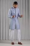 Punit Arora_Blue Cotton Silk Embroidered Kurta Set _Online_at_Aza_Fashions