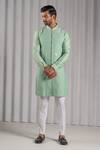 Buy_Punit Arora_Green Cotton Silk Embroidered Kurta Set _at_Aza_Fashions