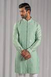 Punit Arora_Green Cotton Silk Embroidered Kurta Set _Online_at_Aza_Fashions