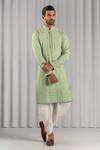 Buy_Punit Arora_Green Cotton Silk Embroidered Kurta Set _at_Aza_Fashions