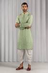 Punit Arora_Green Cotton Silk Embroidered Kurta Set _Online_at_Aza_Fashions
