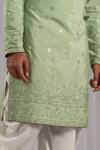 Shop_Punit Arora_Green Cotton Silk Embroidered Kurta Set _Online_at_Aza_Fashions