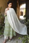 Buy_Karaj Jaipur_Green Kurta Chanderi Pant Cotton Dupatta Kota Doriya Printed Set_at_Aza_Fashions