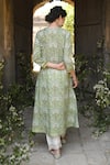 Shop_Karaj Jaipur_Green Kurta Chanderi Pant Cotton Dupatta Kota Doriya Printed Set_at_Aza_Fashions