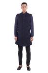 Buy_Kunal Rawal_Blue Suiting Embroidered Longline Nehru Jacket _at_Aza_Fashions