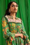 Saundh_Green Buttery Georgette Printed Tunic_at_Aza_Fashions
