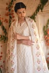 Shop_KARAJ JAIPUR_White Kurta And Dupatta Chanderi Pant Cotton Embroidery Round Set _Online_at_Aza_Fashions