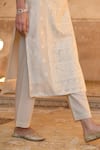 Shop_KARAJ JAIPUR_White Kurta: Chanderi; Pant: Cotton; Dupatta: Kota Doriya Set For Women_Online_at_Aza_Fashions