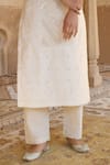 Shop_KARAJ JAIPUR_White Kurta And Dupatta Chanderi Pant Cotton Printed Round Embroidered Set _Online_at_Aza_Fashions