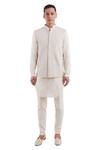 Buy_Kunal Rawal_White Suiting Embroidered Nehru Jacket _at_Aza_Fashions