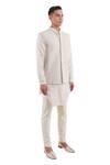 Kunal Rawal_White Suiting Embroidered Nehru Jacket _Online_at_Aza_Fashions