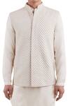 Shop_Kunal Rawal_White Suiting Embroidered Nehru Jacket _Online_at_Aza_Fashions