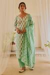 Buy_Karaj Jaipur_Green Floral Print Kurta Set_at_Aza_Fashions