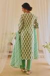 Shop_Karaj Jaipur_Green Floral Print Kurta Set_at_Aza_Fashions