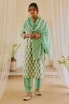 Buy_Karaj Jaipur_Green Floral Print Kurta Set_Online_at_Aza_Fashions