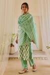 Shop_Karaj Jaipur_Green Floral Print Kurta Set_Online_at_Aza_Fashions