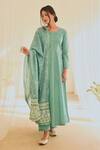 Buy_KARAJ JAIPUR_Blue Polka Dot Print Anarkali Set_Online_at_Aza_Fashions
