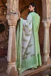 KARAJ JAIPUR_Green Kurta And Dupatta- Chanderi Embroidered Gota Round Set With _Online_at_Aza_Fashions