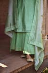 Shop_KARAJ JAIPUR_Green Kurta And Dupatta- Chanderi Embroidered Gota Round Set With _at_Aza_Fashions