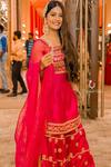 Shop_Gopi Vaid_Pink Tussar Embroidery Square Neck Sharara Set _at_Aza_Fashions