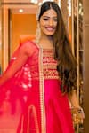 Shop_Gopi Vaid_Pink Tussar Embroidery Square Neck Sharara Set _Online_at_Aza_Fashions