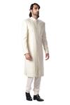 Kommal Sood_White Dupion , Cotton Embroidered Sherwani And Kurta Set_Online_at_Aza_Fashions