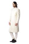 Buy_Kommal Sood_White Dupion , Cotton Embroidered Sherwani And Kurta Set_Online_at_Aza_Fashions