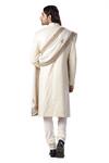 Shop Kommal Sood White Dupion , Cotton Embroidered Sherwani And Kurta Set at Aza Fashions Shop_Kommal Sood_White Dupion , Cotton Embroidered Sherwani And Kurta Set_at_Aza_Fashions