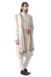 Kommal Sood White Dupion , Cotton Embroidered Sherwani And Kurta Set Online at Aza Fashions Kommal Sood_White Dupion , Cotton Embroidered Sherwani And Kurta Set_Online_at_Aza_Fashions