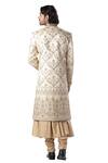 Shop_Kommal Sood_Beige Dupion , Cotton Embroidered Sherwani And Kurta Set_at_Aza_Fashions