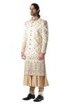 Buy_Kommal Sood_Beige Dupion , Cotton Embroidered Sherwani And Kurta Set_Online_at_Aza_Fashions