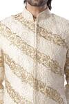 Kommal Sood Beige Cotton Silk, Jacquard Dupion Embroidered Sherwani And Kurta Set at Aza Fashions Kommal Sood_Beige Cotton Silk, Jacquard Dupion Embroidered Sherwani And Kurta Set_at_Aza_Fashions