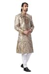 Buy_Kommal Sood_White Cotton Silk Embroidered Sherwani And Churidar  _at_Aza_Fashions