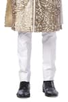 Kommal Sood_White Cotton Silk Embroidered Sherwani And Churidar  _at_Aza_Fashions