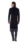 Shop_Kommal Sood_Blue Velvet, Cotton Silk Sherwani And Kurta Set_at_Aza_Fashions
