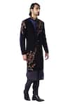 Kommal Sood_Blue Velvet, Cotton Silk Sherwani And Kurta Set_Online_at_Aza_Fashions