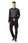 Buy_Kommal Sood_Black Cupro Embroidered Sherwani With Trousers_at_Aza_Fashions