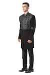 Buy_Kommal Sood_Black Cupro Embroidered Sherwani With Trousers_Online_at_Aza_Fashions